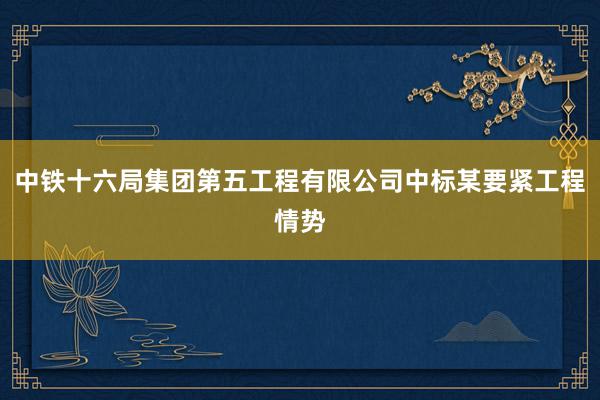 中铁十六局集团第五工程有限公司中标某要紧工程情势